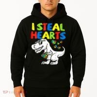 I Steal Hearts Autism Dinosaur Hoodie thumb 2