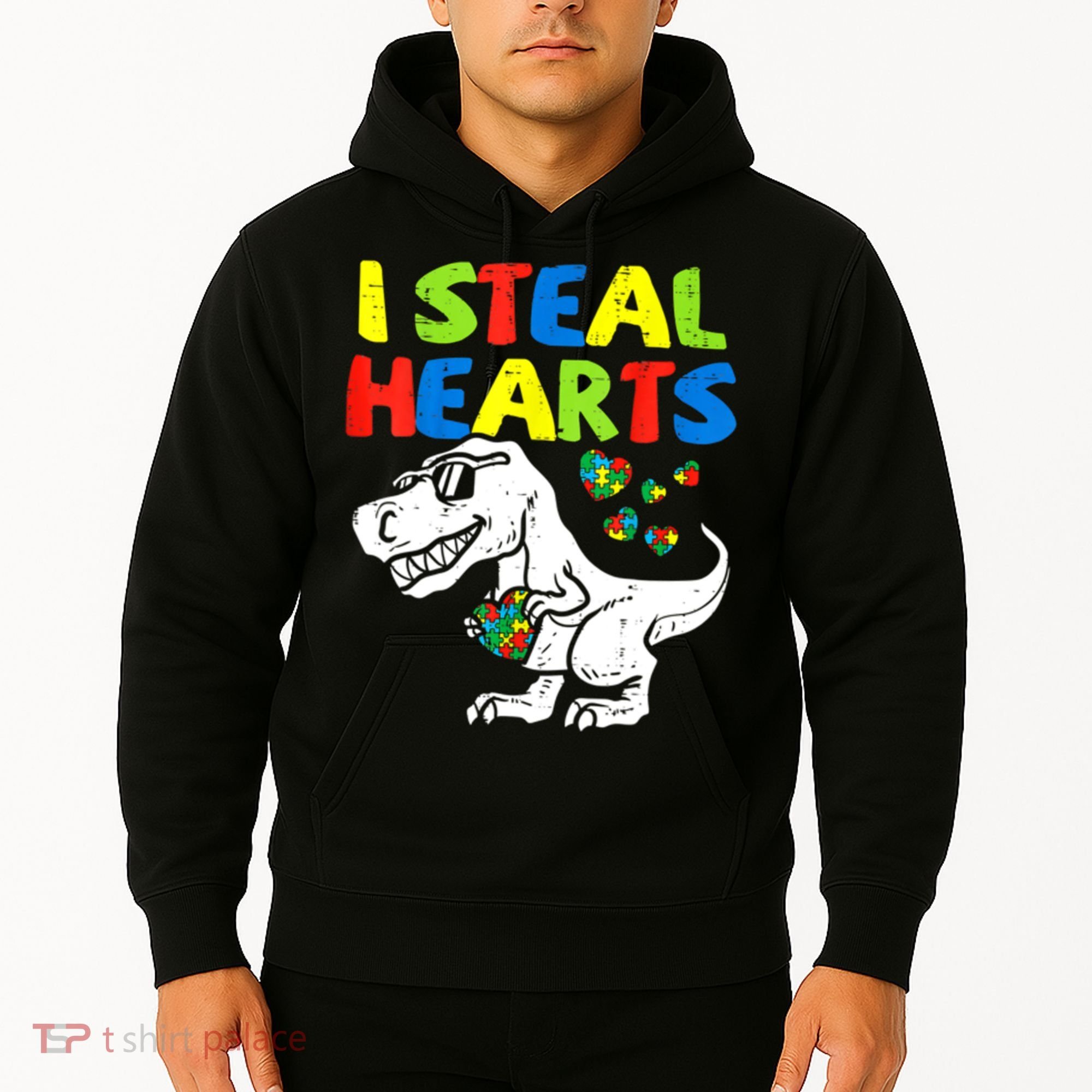 I Steal Hearts Autism Dinosaur Hoodie
