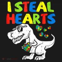 I Steal Hearts Autism Dinosaur Long Sleeve Shirt thumb 2