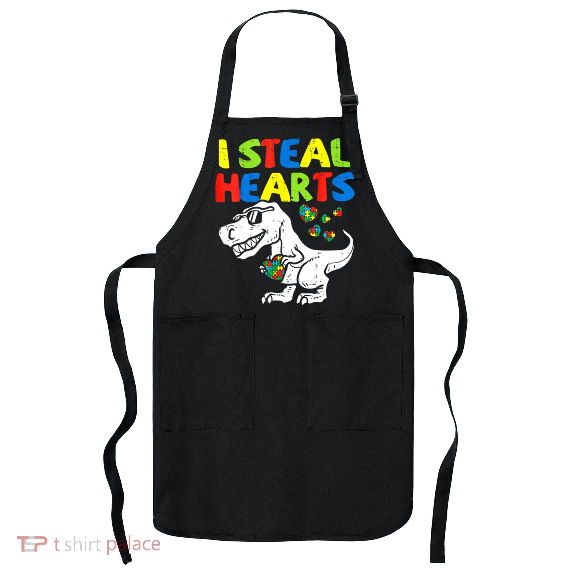I Steal Hearts Autism Dinosaur Apron