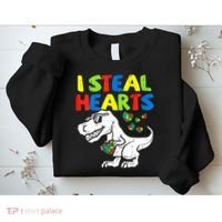 I Steal Hearts Autism Dinosaur Sweatshirt thumb 2