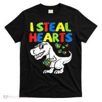 I Steal Hearts Autism Dinosaur T-Shirt thumb 0