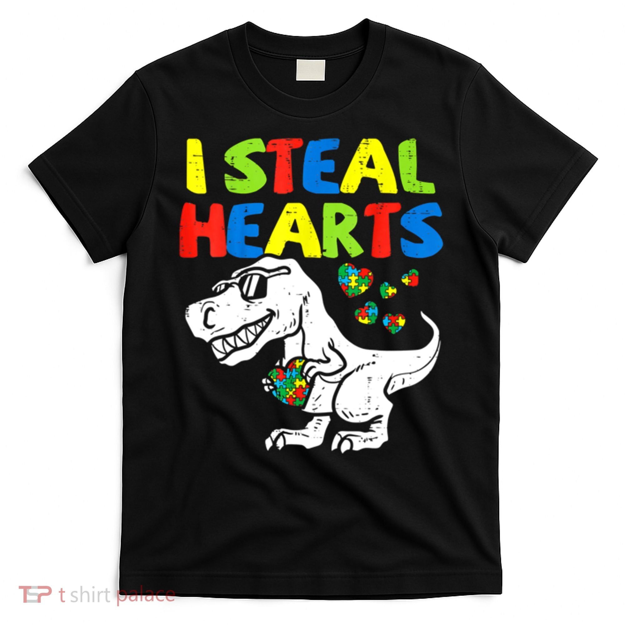 I Steal Hearts Autism Dinosaur T-Shirt