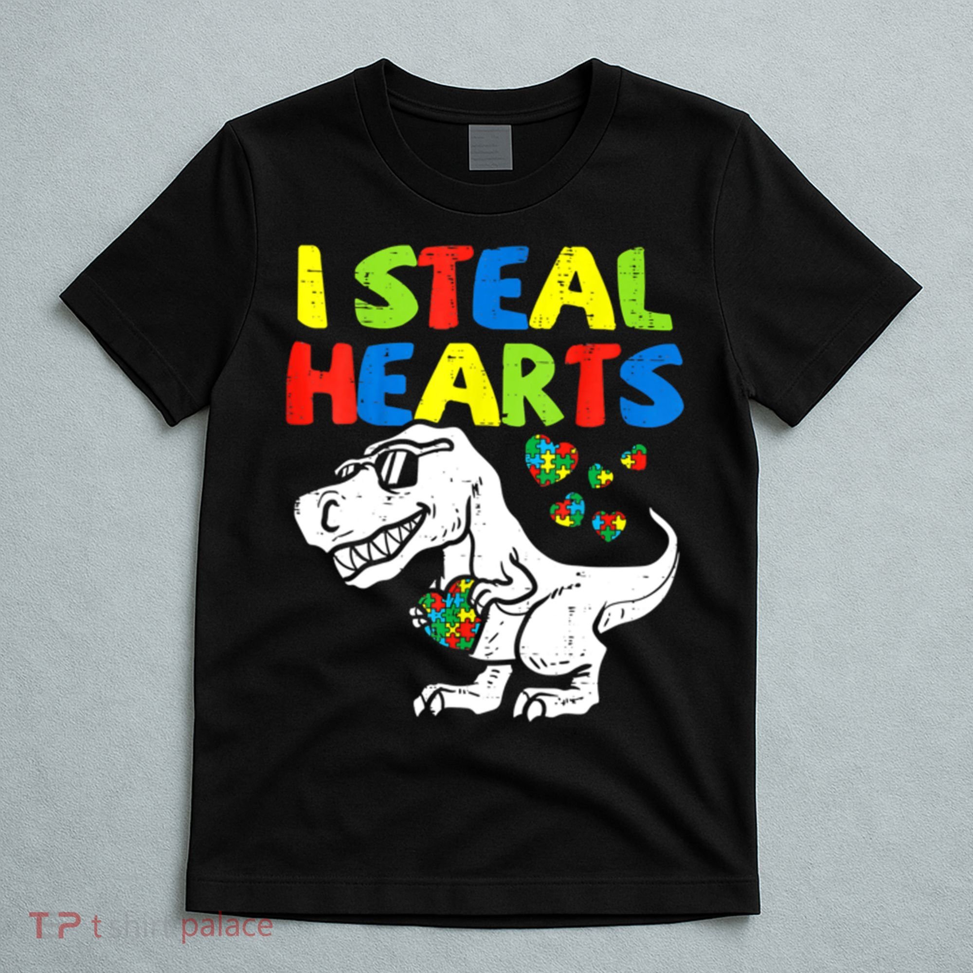 I Steal Hearts Autism Dinosaur T-Shirt