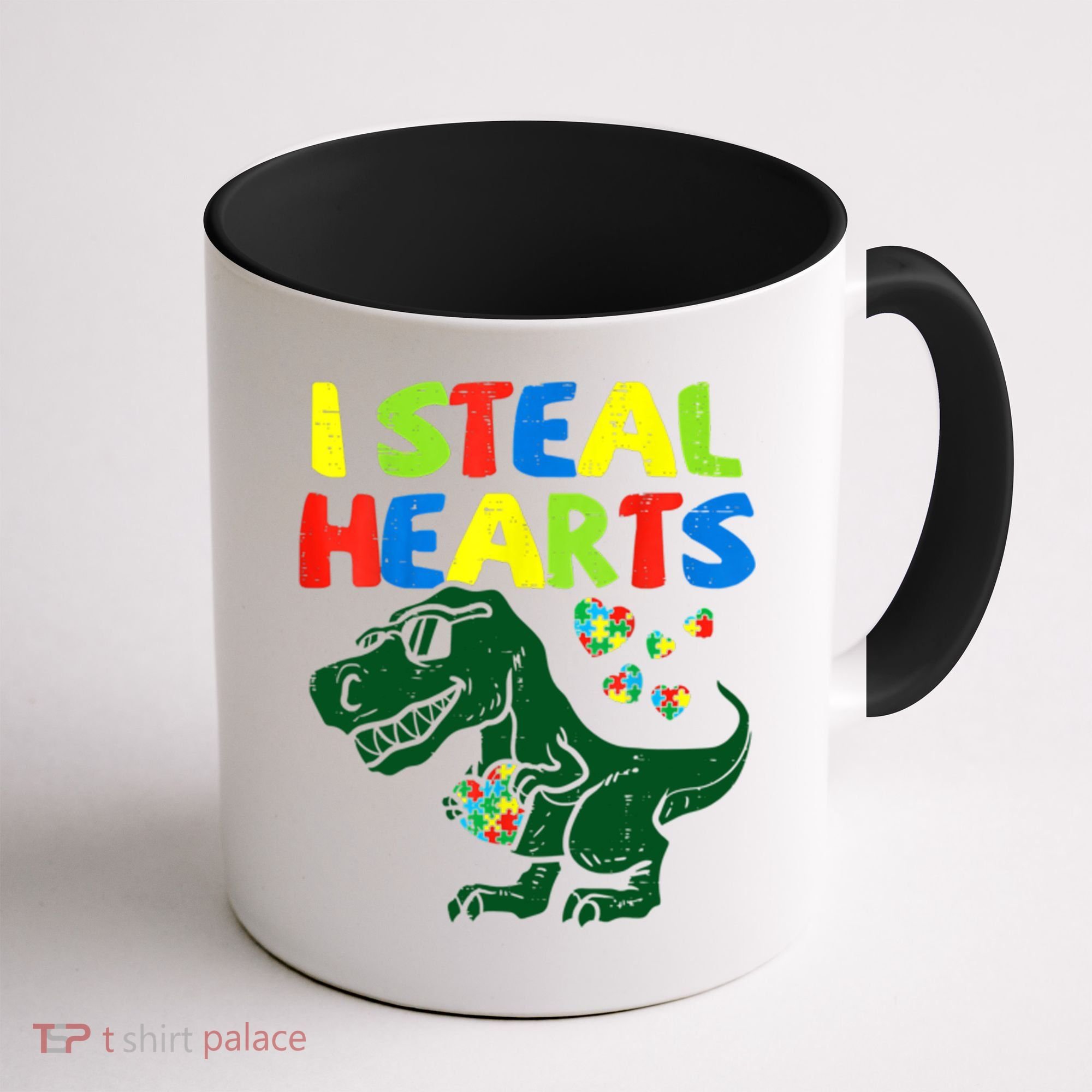 I Steal Hearts Autism Dinosaur Coffee Mug