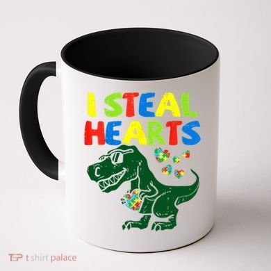 I Steal Hearts Autism Dinosaur Coffee Mug