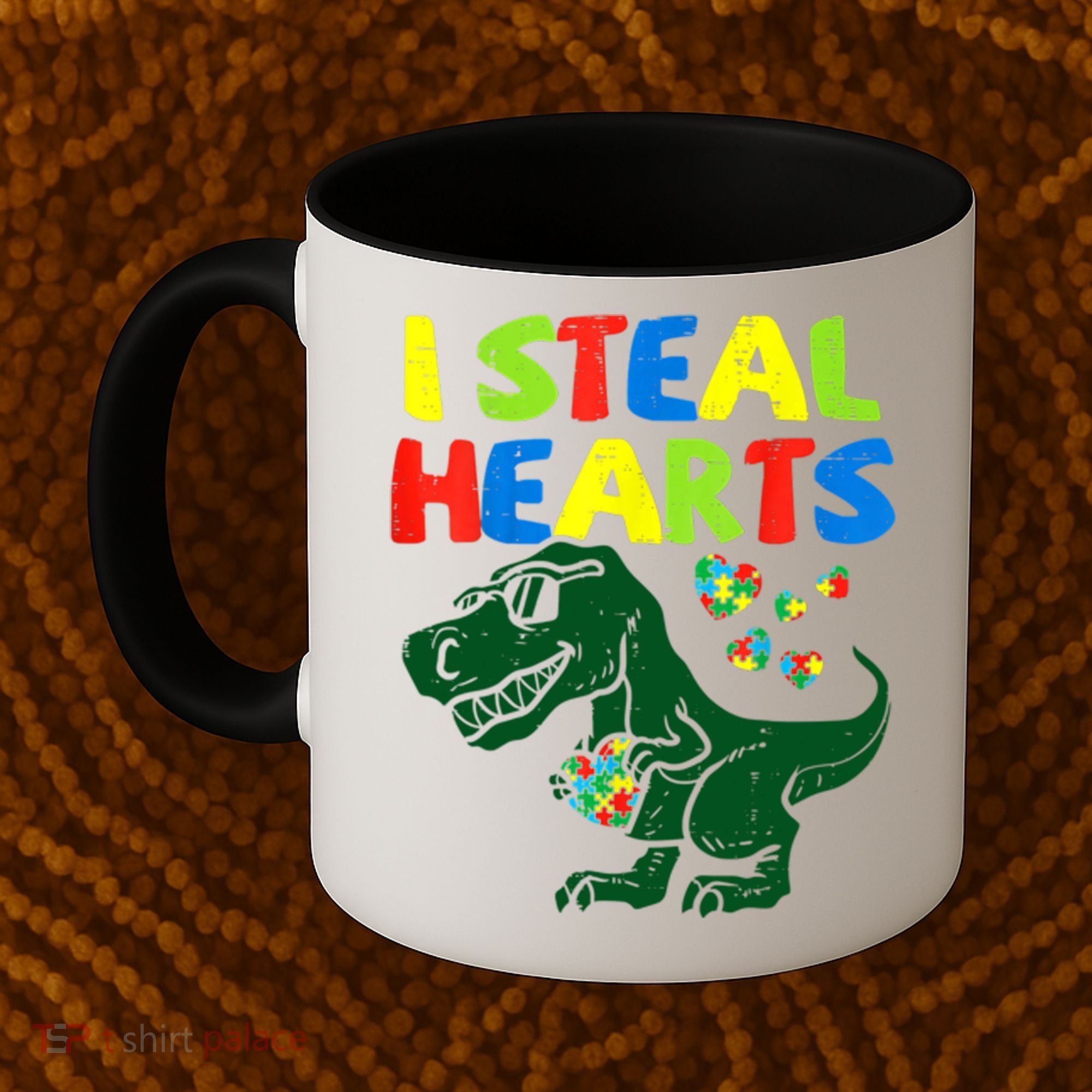 I Steal Hearts Autism Dinosaur Coffee Mug
