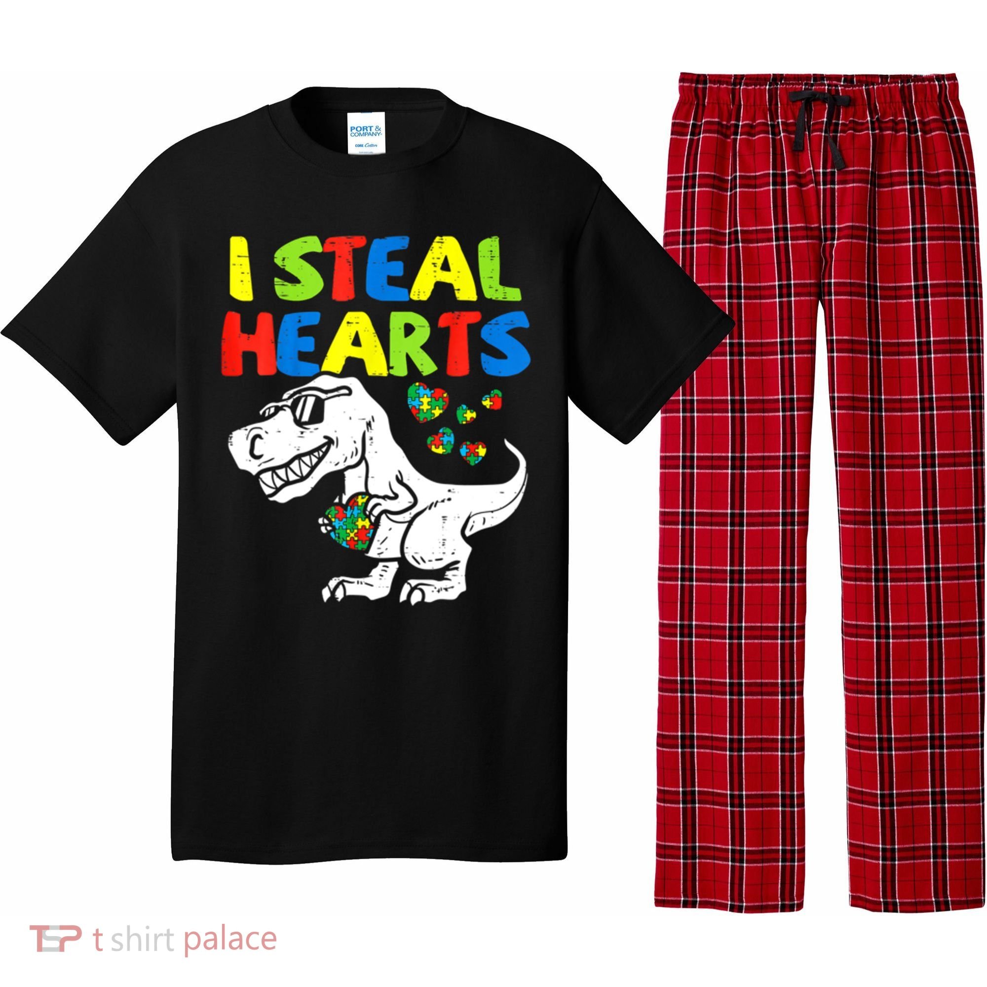 I Steal Hearts Autism Dinosaur Pajama Set