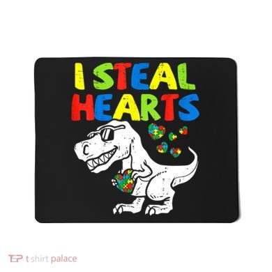 I Steal Hearts Autism Dinosaur Mousepad