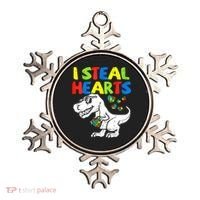 I Steal Hearts Autism Dinosaur Ornament thumb 0