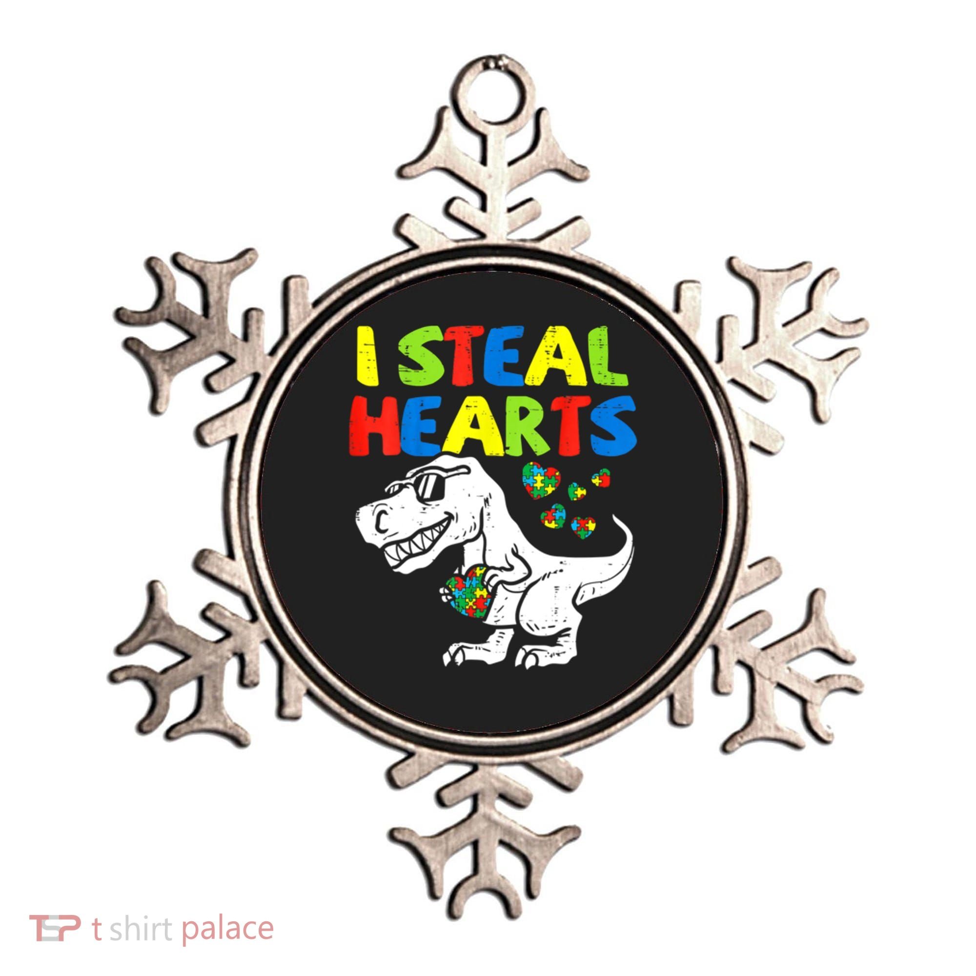 I Steal Hearts Autism Dinosaur Ornament