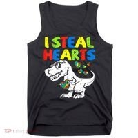 I Steal Hearts Autism Dinosaur Tank Top thumb 0
