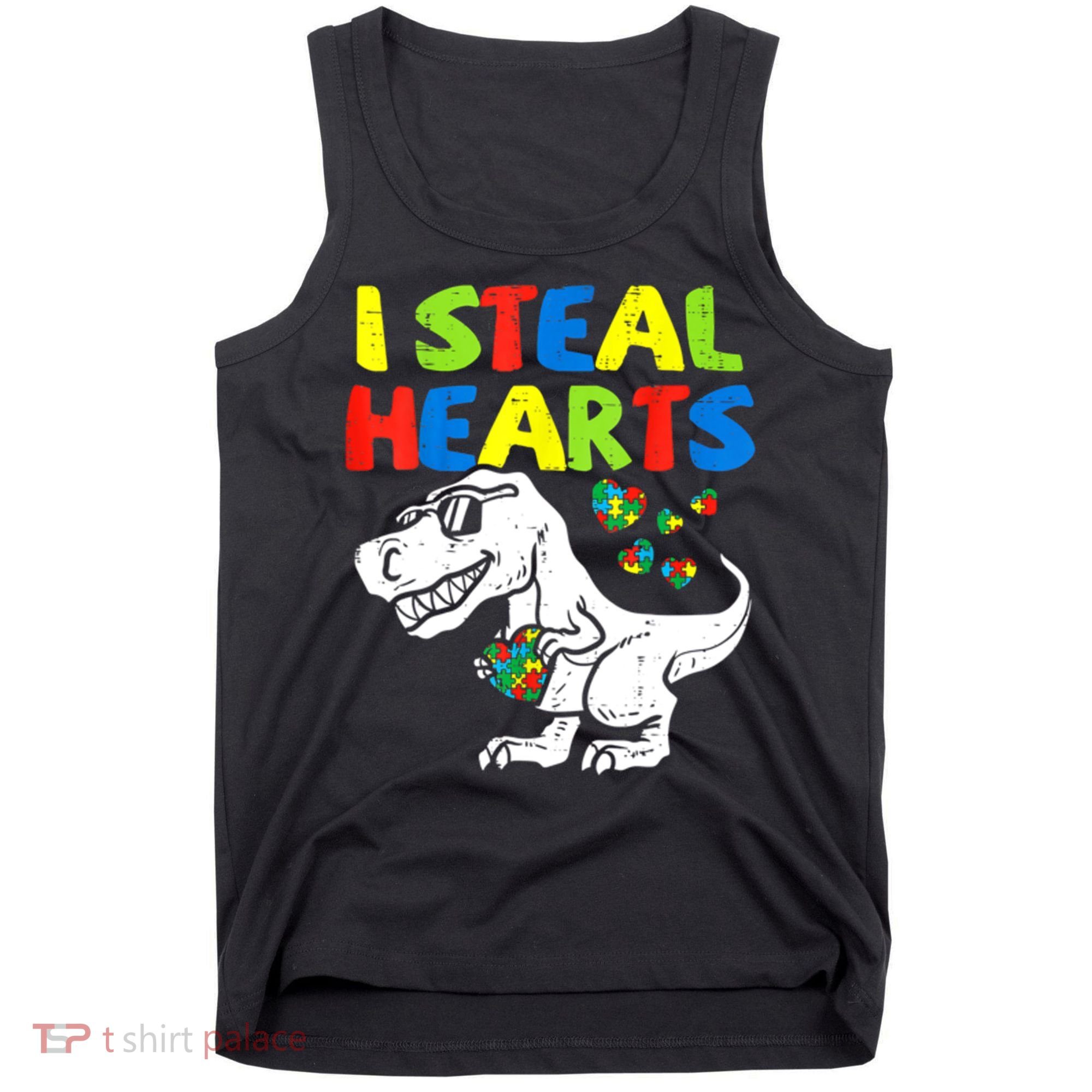 I Steal Hearts Autism Dinosaur Tank Top