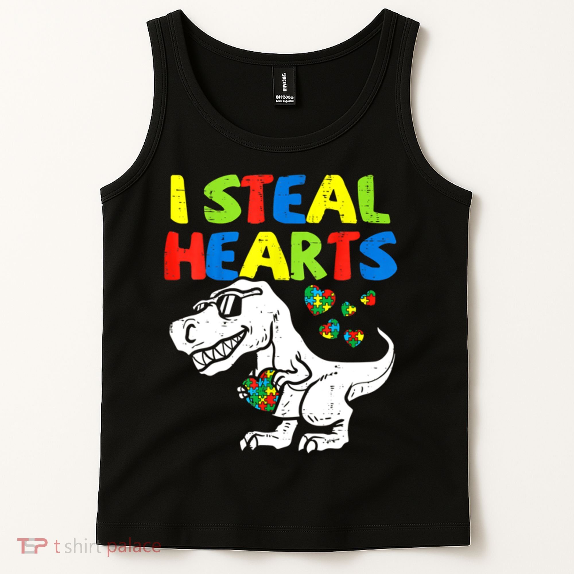 I Steal Hearts Autism Dinosaur Tank Top