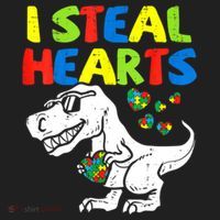 I Steal Hearts Autism Dinosaur Golf Towel thumb 3