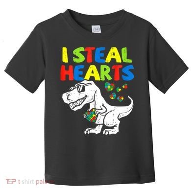 I Steal Hearts Autism Dinosaur Toddler T-Shirt