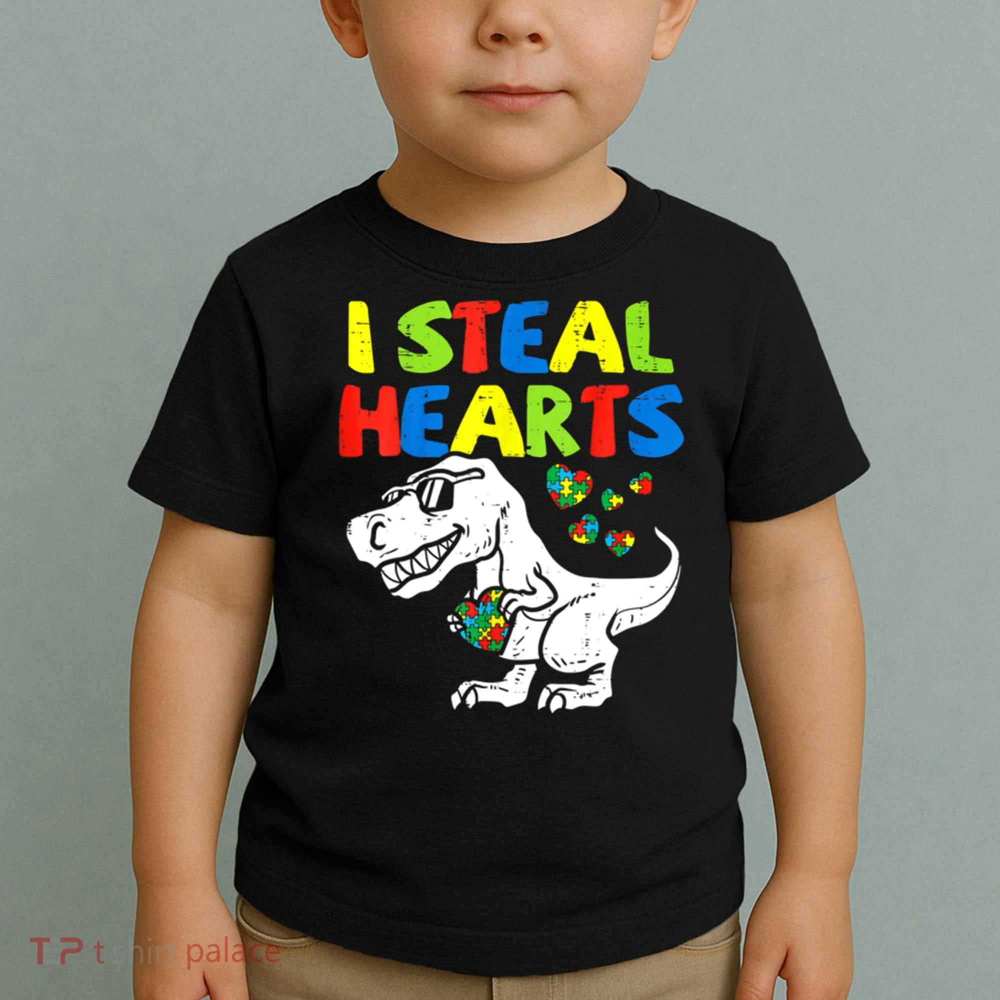 I Steal Hearts Autism Dinosaur Toddler T-Shirt