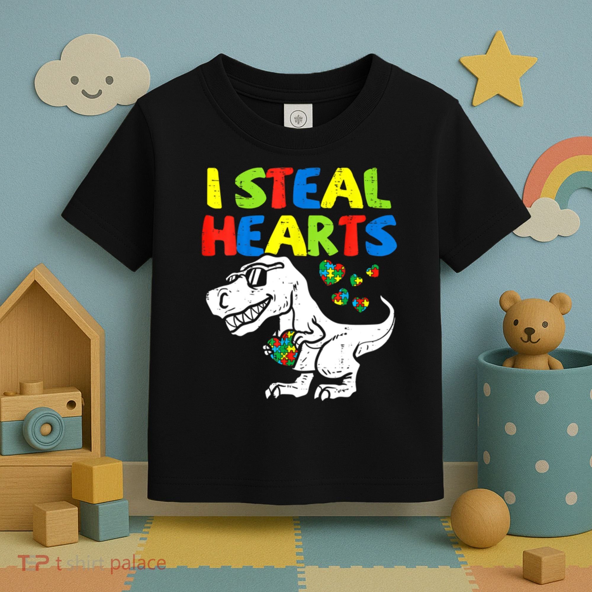 I Steal Hearts Autism Dinosaur Toddler T-Shirt