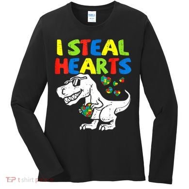 I Steal Hearts Autism Dinosaur Women's Long Sleeve Shirt
