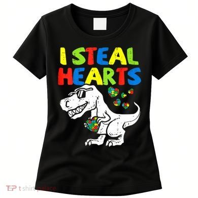 I Steal Hearts Autism Dinosaur Women's T-Shirt