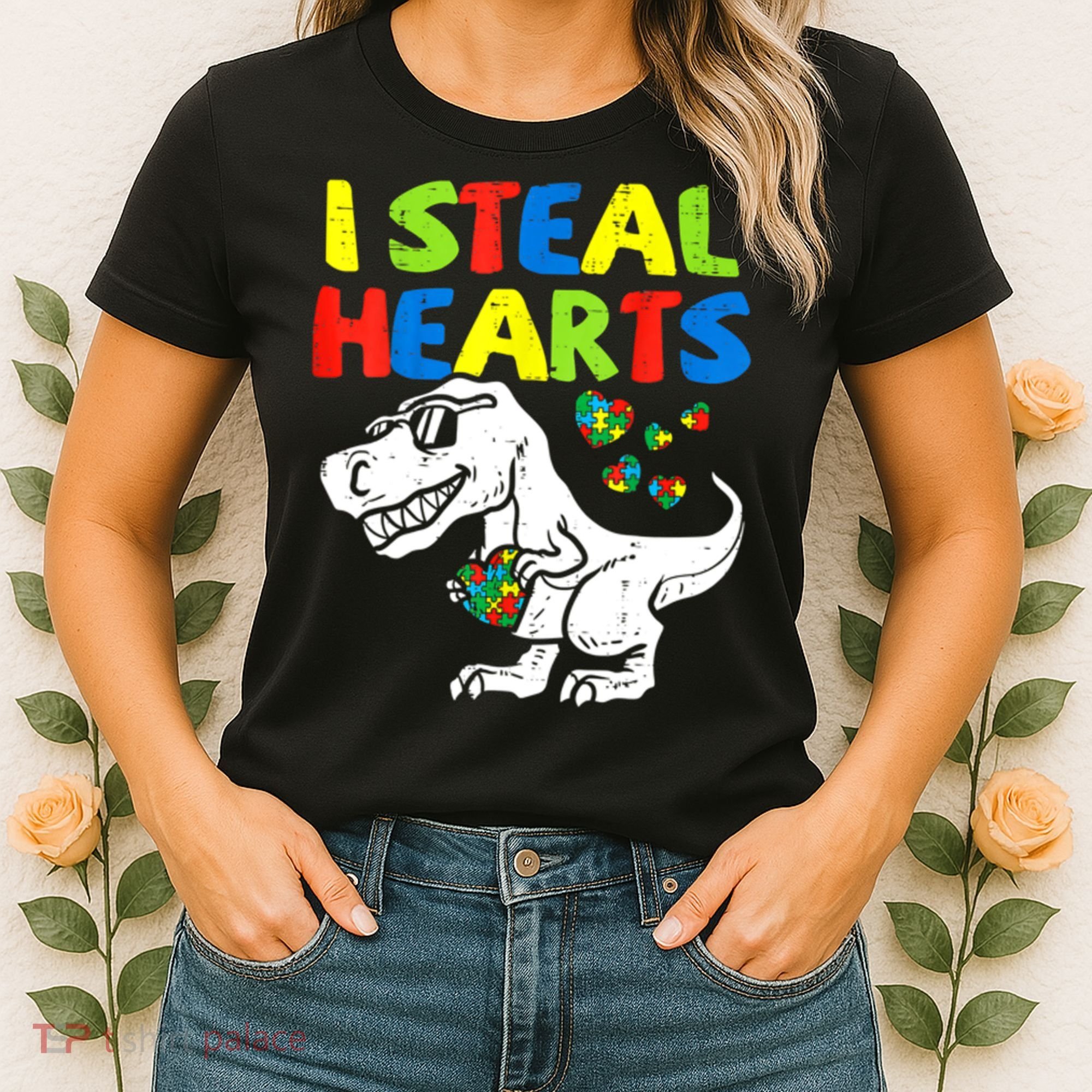 I Steal Hearts Autism Dinosaur Women's T-Shirt