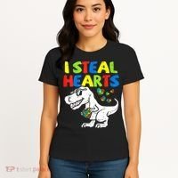 I Steal Hearts Autism Dinosaur Women's T-Shirt thumb 4