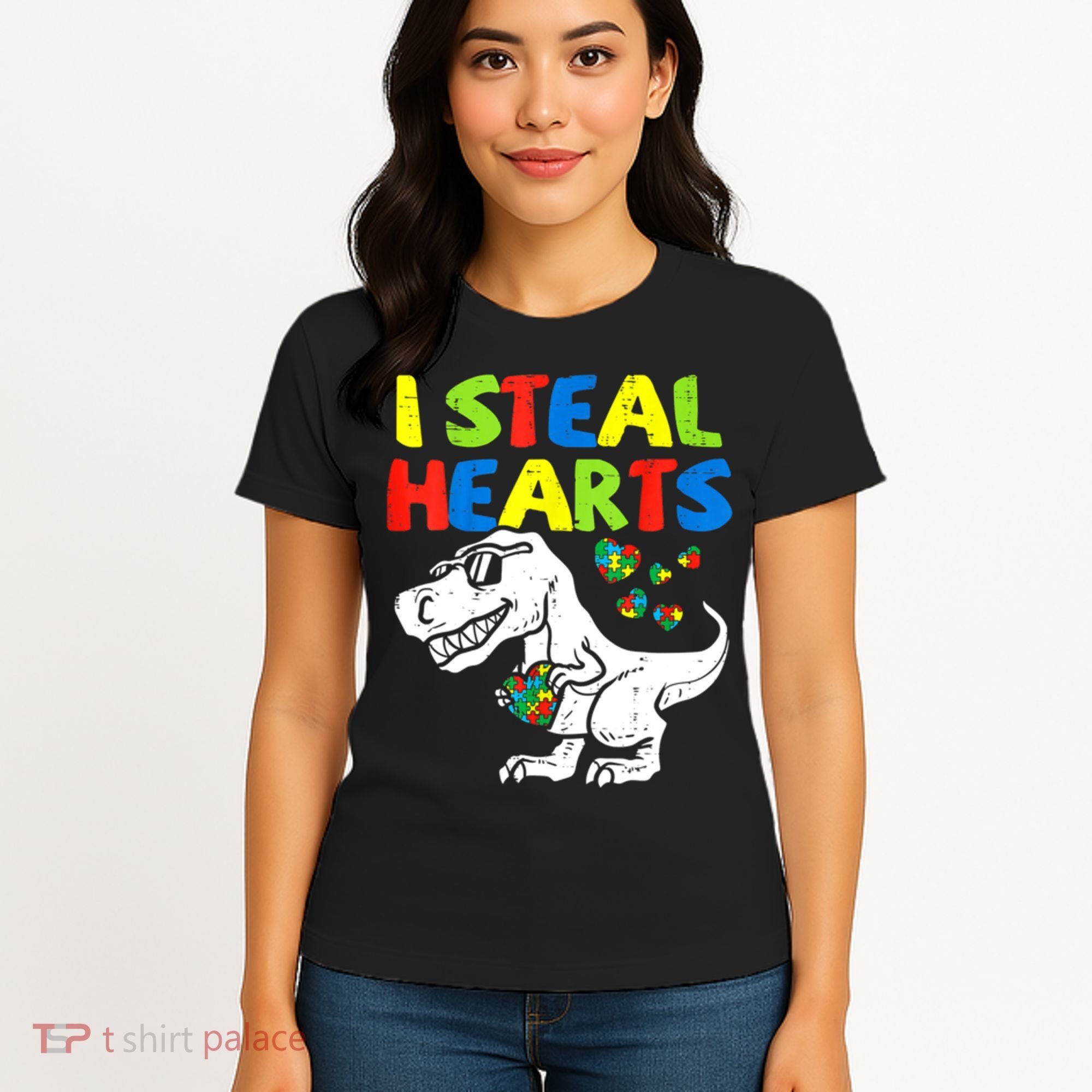 I Steal Hearts Autism Dinosaur Women's T-Shirt
