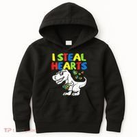 I Steal Hearts Autism Dinosaur Kids Hoodie thumb 0