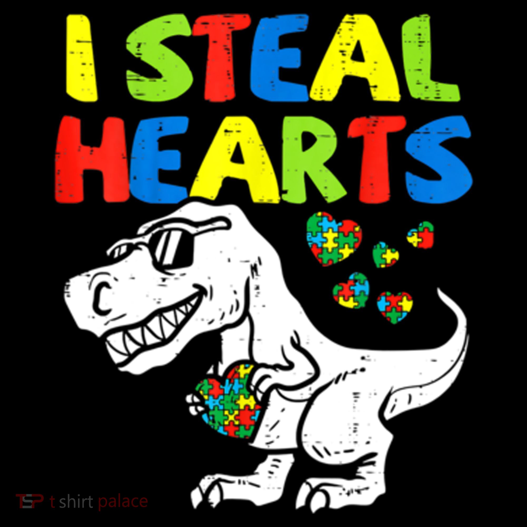 I Steal Hearts Autism Dinosaur Kids T-Shirt