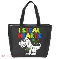 I Steal Hearts Autism Dinosaur Tote Bag thumb 0