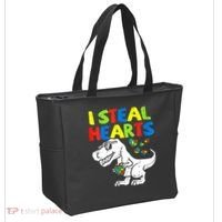 I Steal Hearts Autism Dinosaur Tote Bag thumb 2