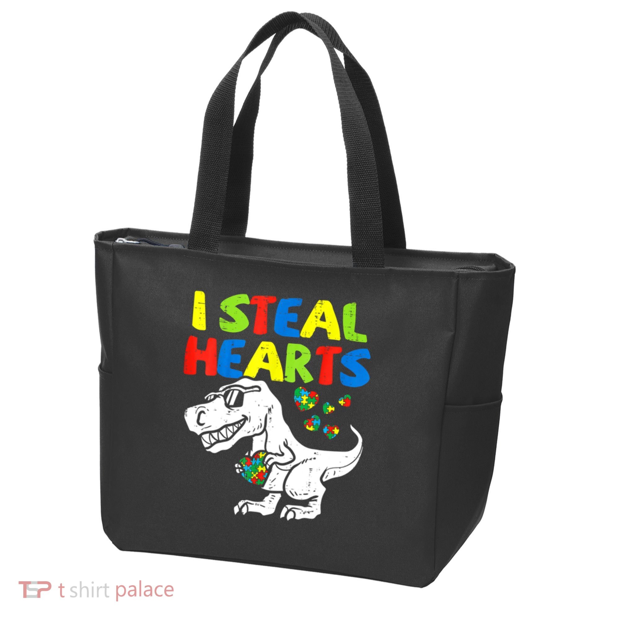 I Steal Hearts Autism Dinosaur Tote Bag