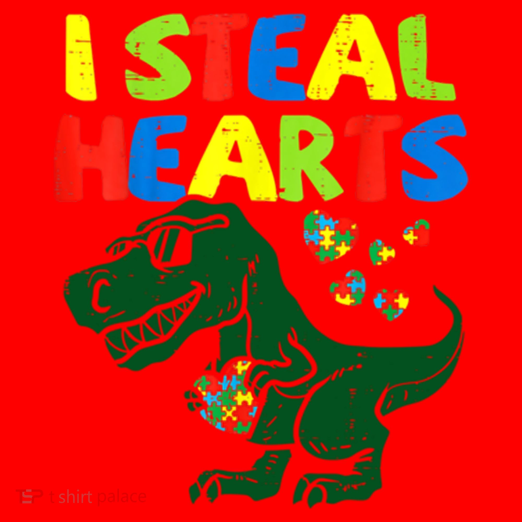 I Steal Hearts Autism Dinosaur Santa Hat