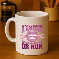 If She's Holding A Wrench Either Marry Her Or Run Coffee Mug thumb 4