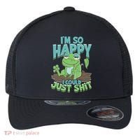I'm So Happy I Could Just Shit Funny Frog Flexfit Unipanel Trucker Cap thumb 0