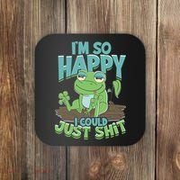 I'm So Happy I Could Just Shit Funny Frog Coaster thumb 0