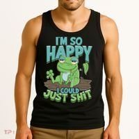 I'm So Happy I Could Just Shit Funny Frog Tank Top thumb 3