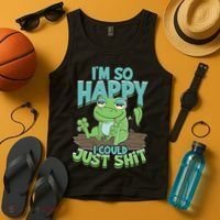 I'm So Happy I Could Just Shit Funny Frog Tank Top thumb 4