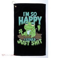 I'm So Happy I Could Just Shit Funny Frog Golf Towel thumb 0