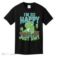 I'm So Happy I Could Just Shit Funny Frog Kids T-Shirt thumb 0