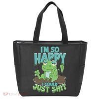 I'm So Happy I Could Just Shit Funny Frog Tote Bag thumb 0