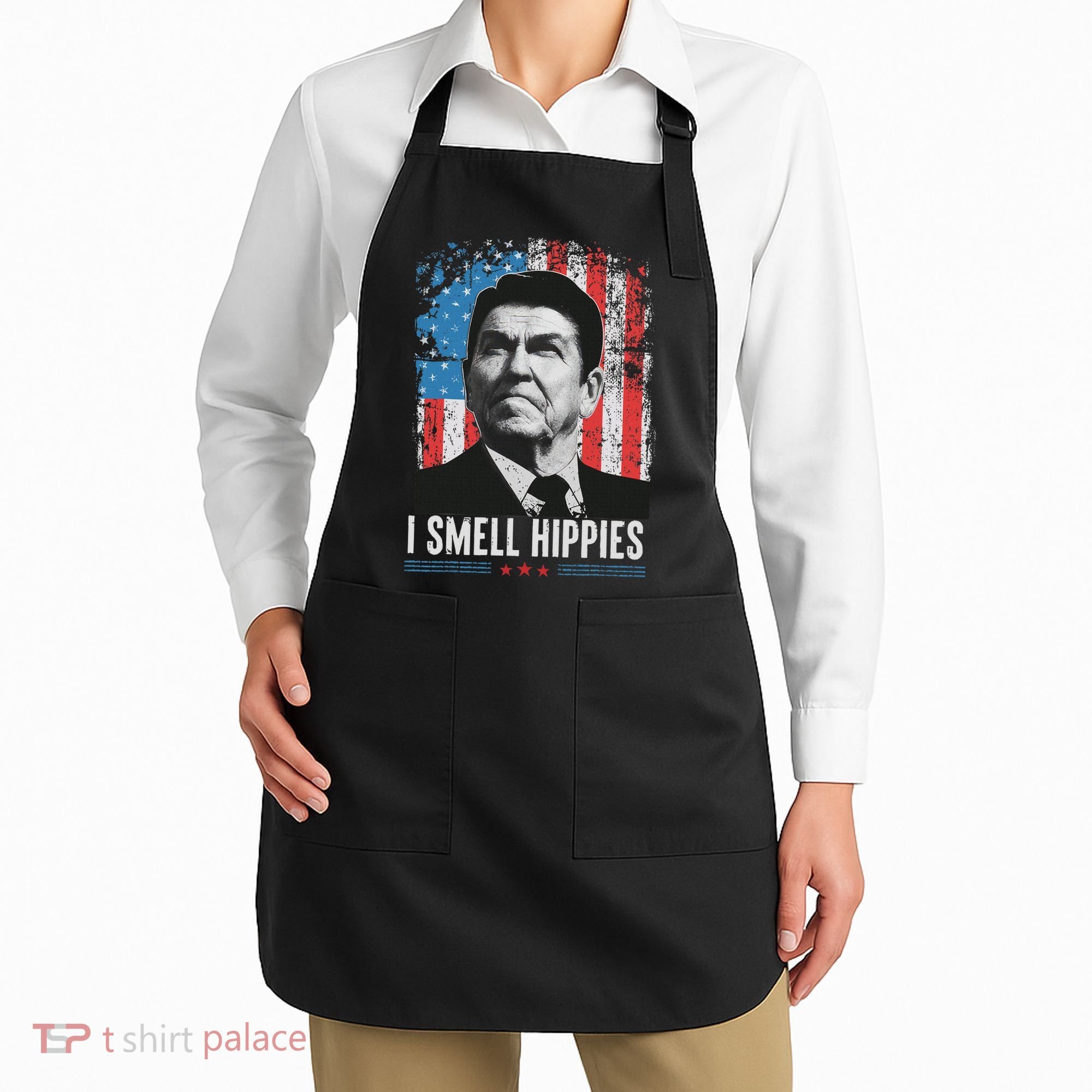 I Smell Hippies Retro American Flag Patriotic 4th Of July Apron