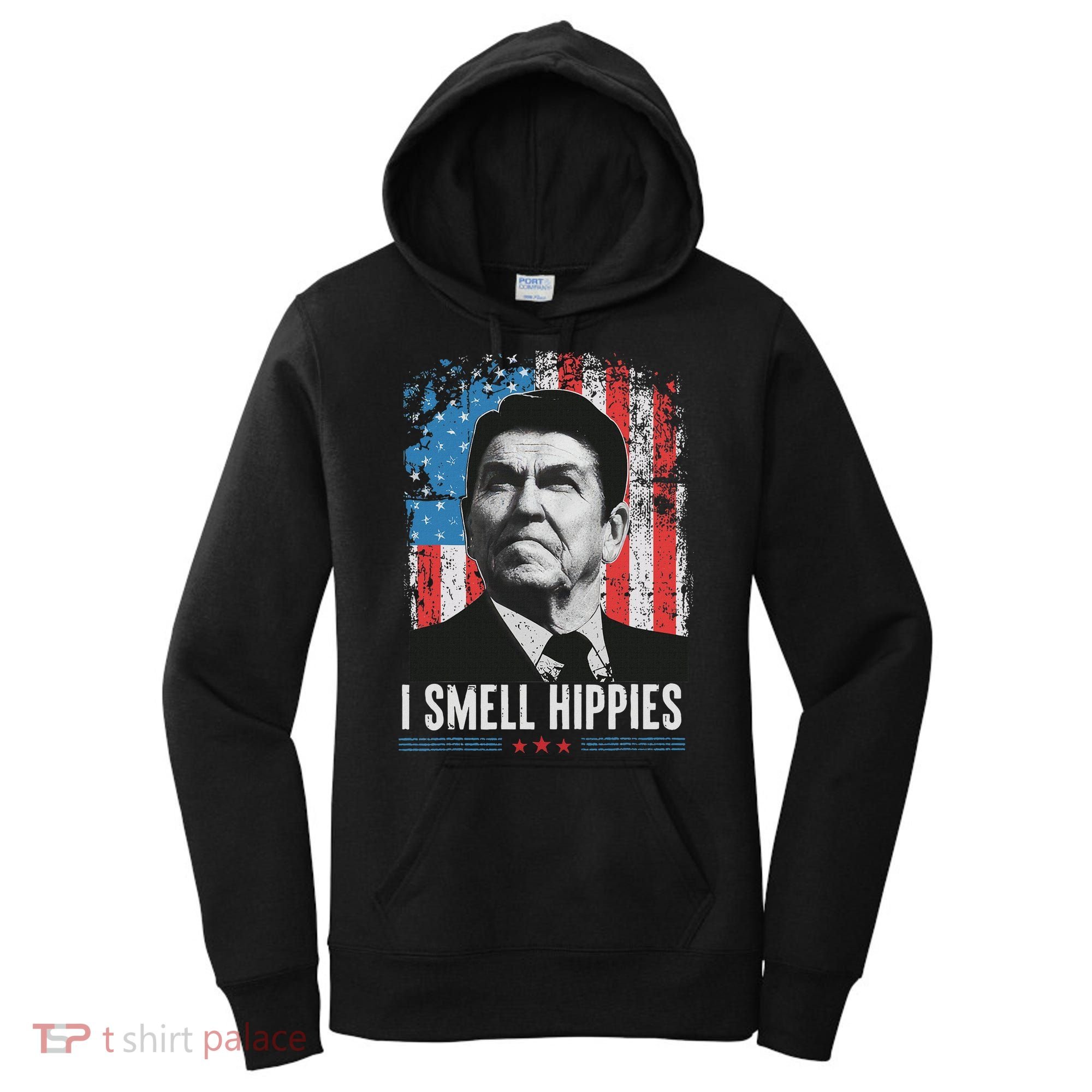 I Smell Hippies Retro American Flag Patriotic 4th Of July Women's Hoodie