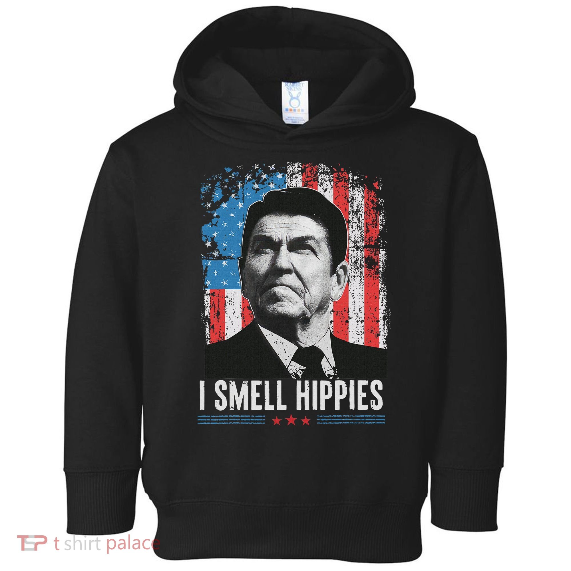 I Smell Hippies Retro American Flag Patriotic 4th Of July Toddler Hoodie