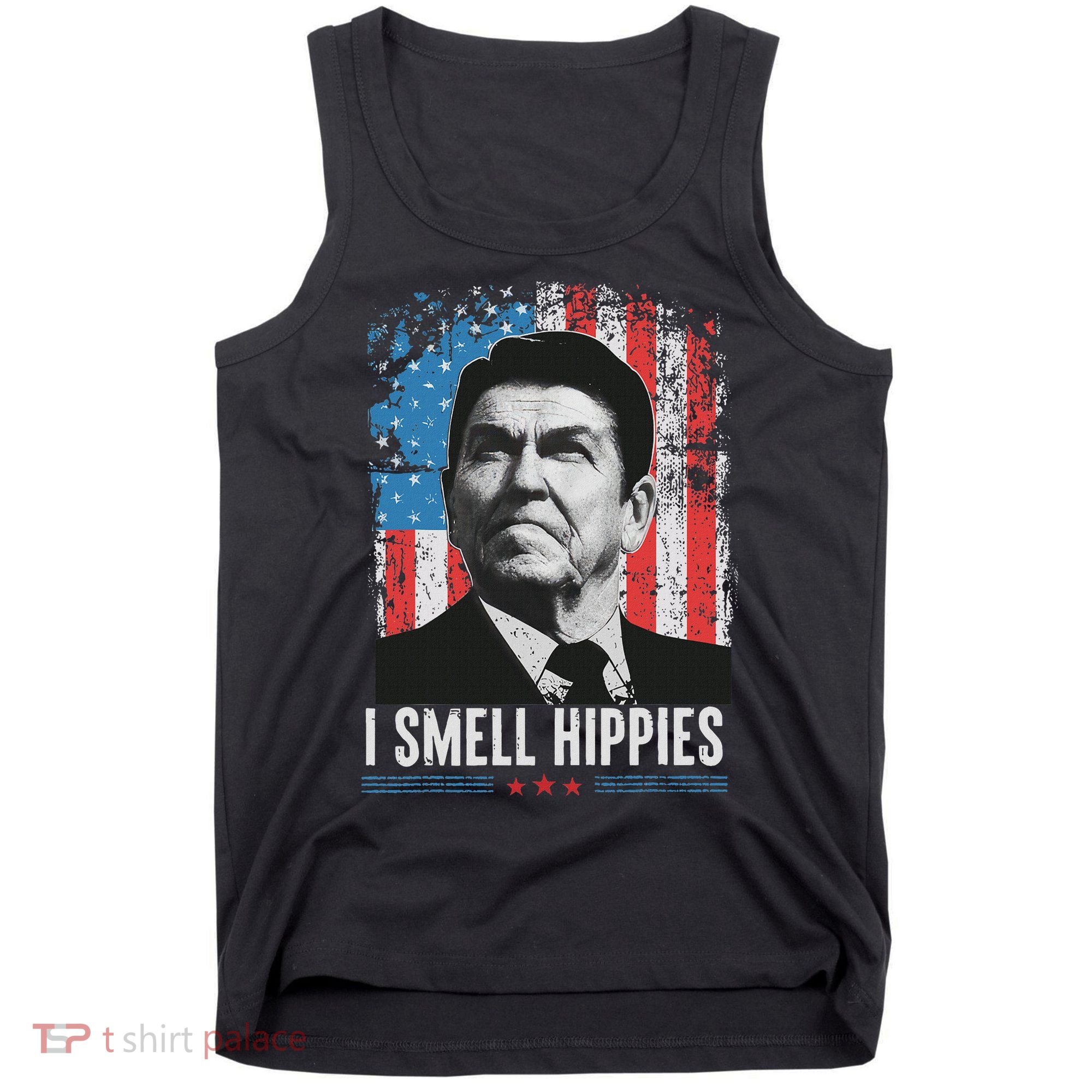 I Smell Hippies Retro American Flag Patriotic 4th Of July Tank Top