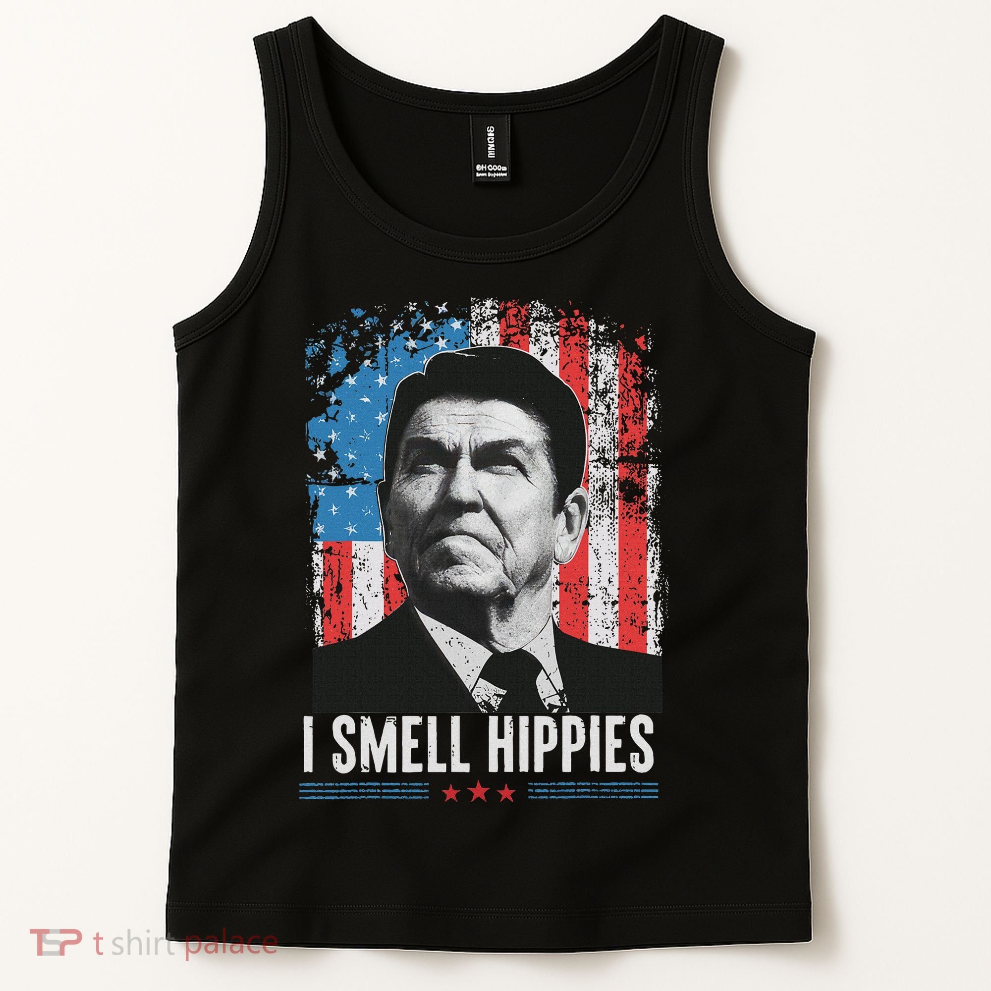 I Smell Hippies Retro American Flag Patriotic 4th Of July Tank Top