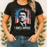 I Smell Hippies Retro American Flag Patriotic 4th Of July Women's T-Shirt thumb 2