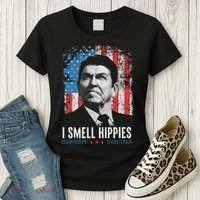 I Smell Hippies Retro American Flag Patriotic 4th Of July Women's T-Shirt thumb 3