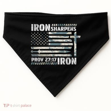 Iron Sharpens Iron Proverbs Bible Verse Christian USA-Made Doggie Bandana
