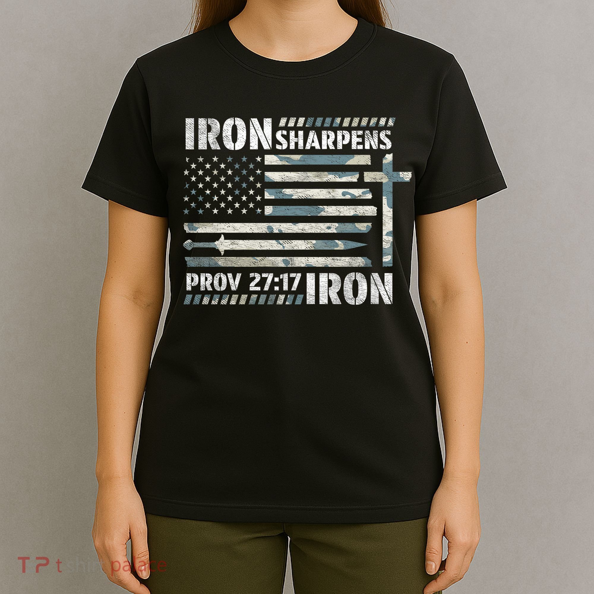 Iron Sharpens Iron Proverbs Bible Verse Christian T-Shirt
